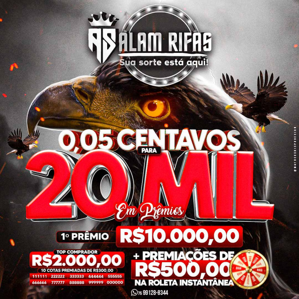 R$0,05 CENTAVOS PARA R$20 MIL EM PRÊMIOS